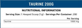 Σκόνη ταυρίνης 1000 mg - 200 γραμμάρια
