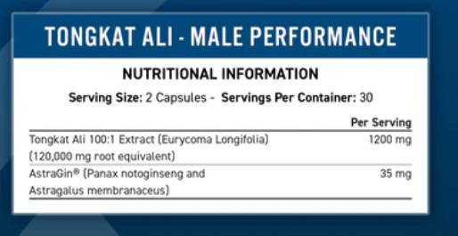 Tongkat Ali 600mg | 100: 1 Εξαγόμενο με κάψουλες Astragin 60