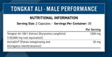 Tongkat Ali 600mg | 100: 1 Εξαγόμενο με κάψουλες Astragin 60