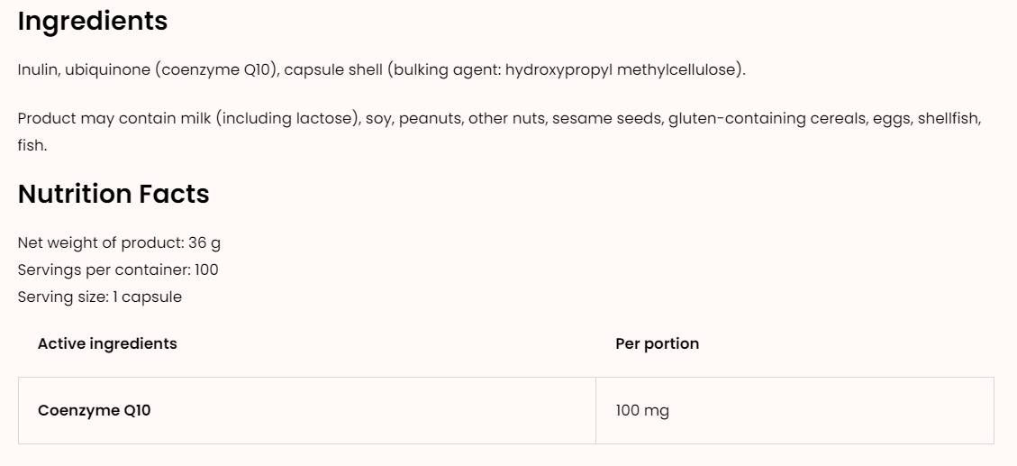 CoQ10/Ubichinon 100 mg 100 κάψουλες