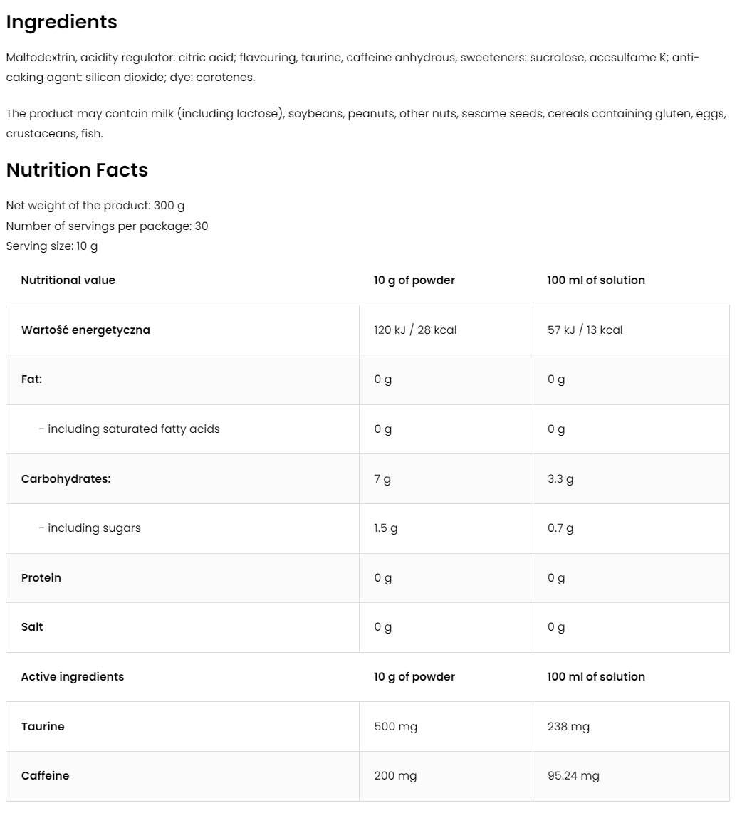 Aqua Kick/Advanced Hydration με Caffeine & Taurine - 300 γραμμάρια