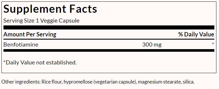 Benfotiamine 300 mg - Μέγιστη αντοχή - 60 κάψουλες