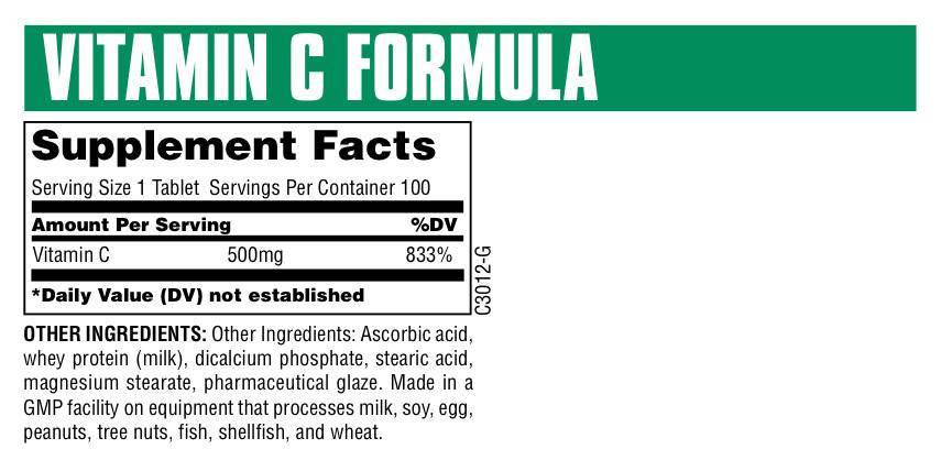Βιταμίνη C Formula 500 mg 100 δισκία