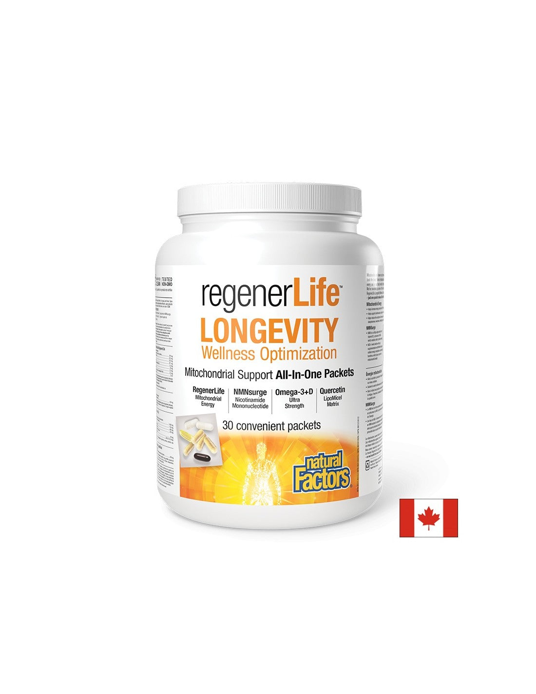 Για την υποστήριξη της κυτταρικής υγείας - Regener Life™ Longevity, 30 φακελάκια <tc>Natural Factors</tc>