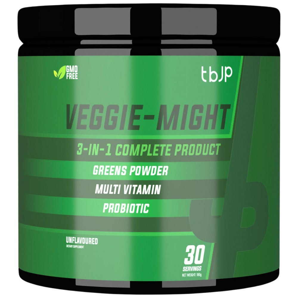 Veggie-might | 3 Σε 1 πλήρης φόρμουλα ~ Πράσινη & Πολλαπλών βιταμινών & προβιοτικών - 180 γραμμάρια
