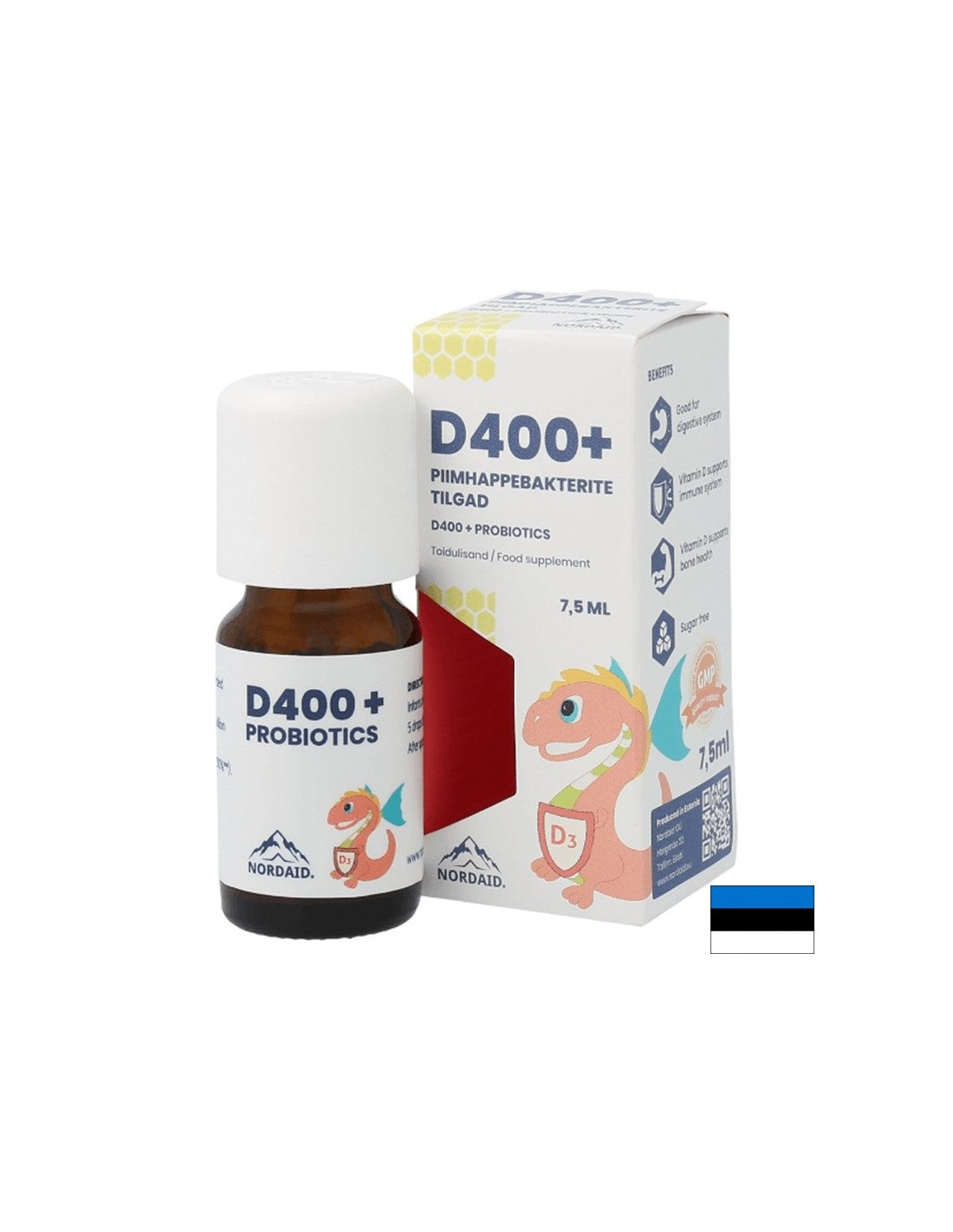 Βιταμίνη D3 400 IU + Probiotics - Ανοσία και πεπτικό σύστημα, σταγόνες για παιδιά και ενήλικες, 7,5 ml