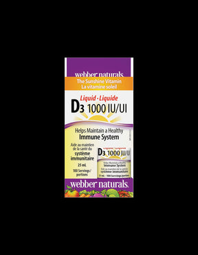Vitamin D3 /liquid/ 1000 IU x 25 ml, 100 doses Webber Naturals - Nutra Best Europe