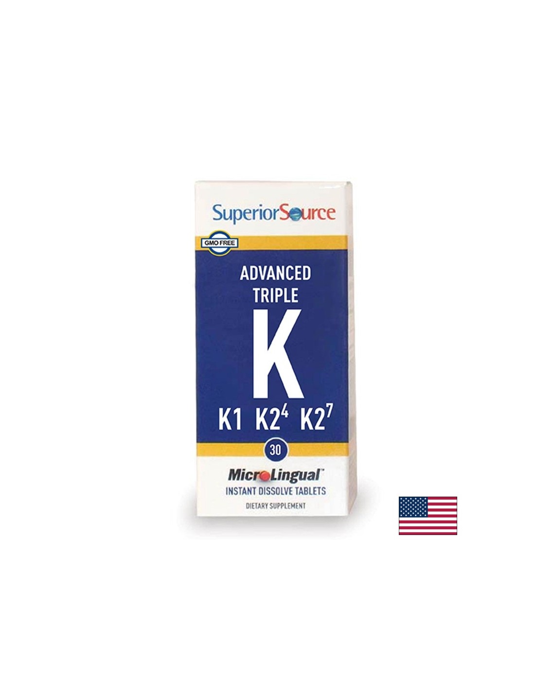 Βιταμίνη Κ (K1, K2 MK-4, MK-7) - Advanced Triple K, 30 υπογλώσσια δισκία <tc>Superior Source</tc>