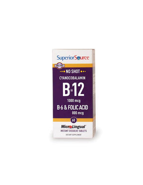 Vitamin B12, B6 + Folic acid - hormonal and metabolic balance, 60 sublingual tablets Superior Source - Nutra Best Europe