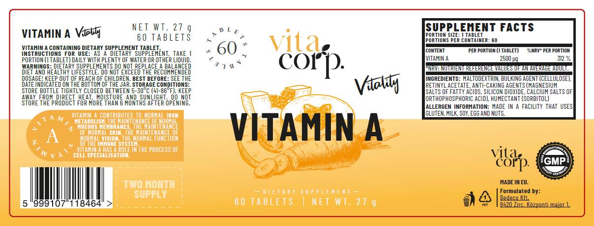 Βιταμίνη Α 2500 mcg - 60 δισκία