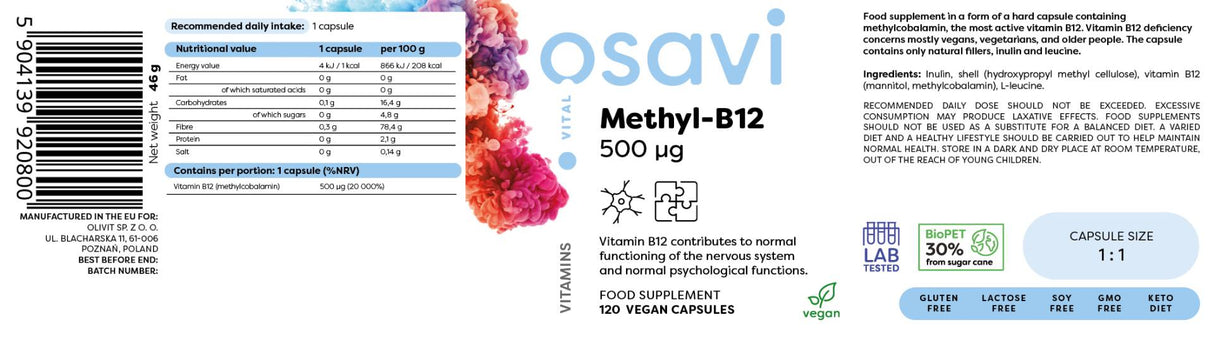 Μεθυλ -Β12 500 mcg - 120 κάψουλες