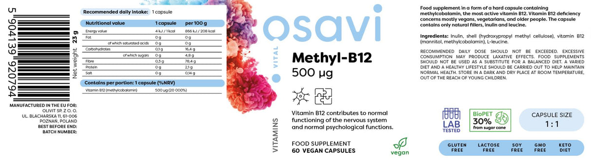 Μεθυλ -Β12 500 mcg - 60 κάψουλες