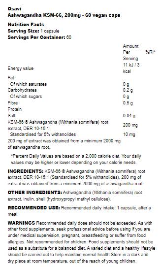 Ashwagandha KSM -66® 200 mg - 120 κάψουλες