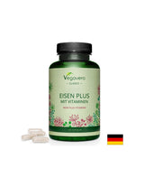Σίδηρος + Βιταμίνες (C, B2, B6, B12 και φολικό οξύ) - Eisen Plus Mit Vitaminen, 120 κάψουλες <tc>Vegavero</tc>