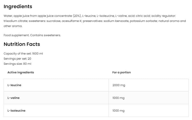 BCAA πυροβόλησε 80 ml